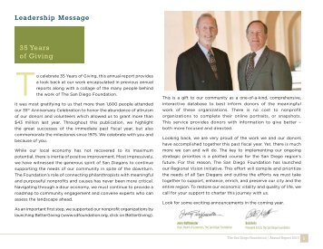 Leadership Message - San Diego Foundation