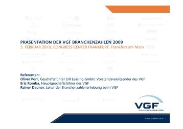 PRÄSENTATION DER VGF BRANCHENZAHLEN 2009 - WM AG