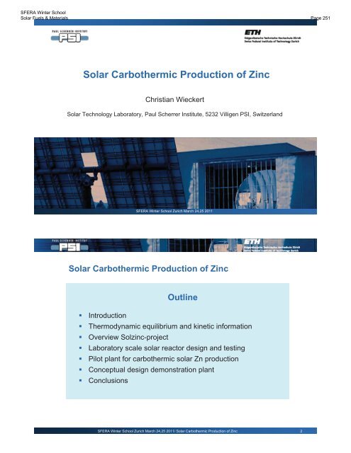 Solar carbothermic production of zinc: Christian Wieckert (1.4 - SFERA