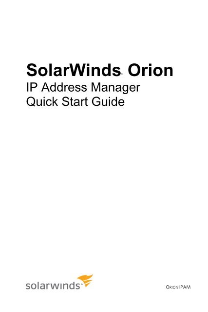 Quick Start to IPAM SolarWinds