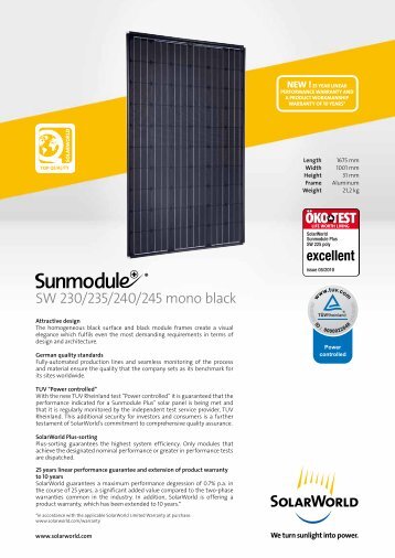 SolarWorld Sunmodule SW 245 mono black - Rexel Renewable ...