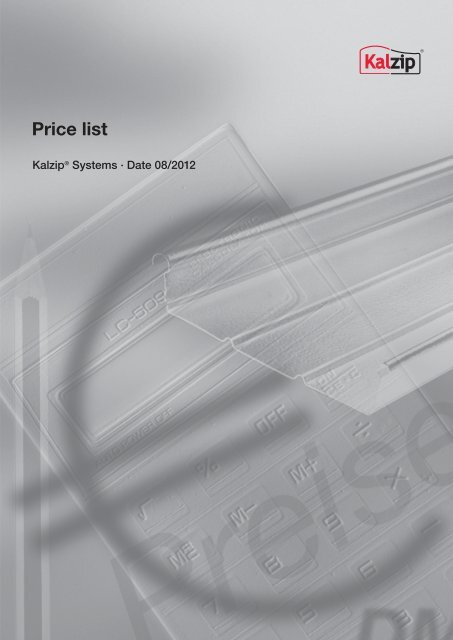 Price list Kalzip® Systems