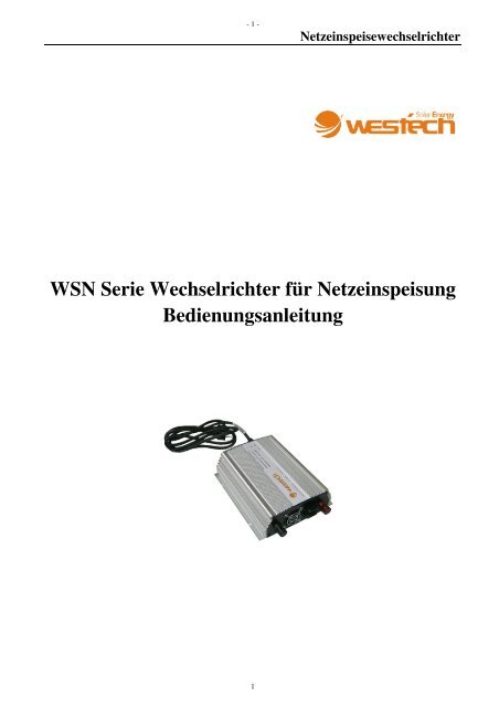 Netzeinspeisewechselrichter - Solarzellen-Shop.de