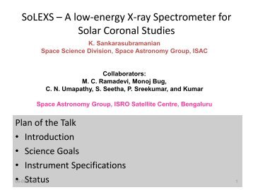 SoLEXS – A low-energy X-ray Spectrometer for Solar ... - iucaa
