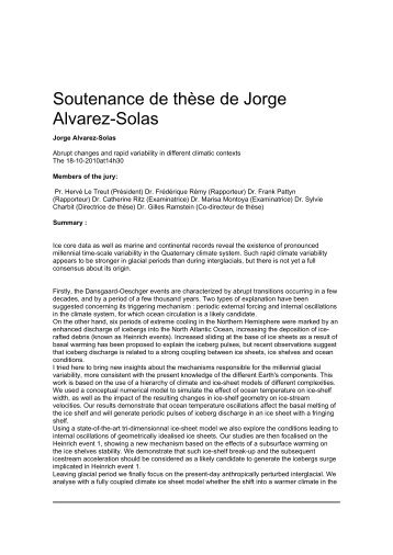 Soutenance de thèse de Jorge Alvarez-Solas - IPSL