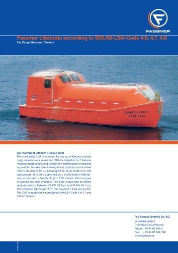 Fassmer Lifeboats according to SOLAS-LSA-Code 4.6 ... - Metalock