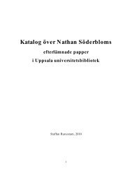 Katalog över Nathan Söderbloms efterlämnade papper i Uppsala