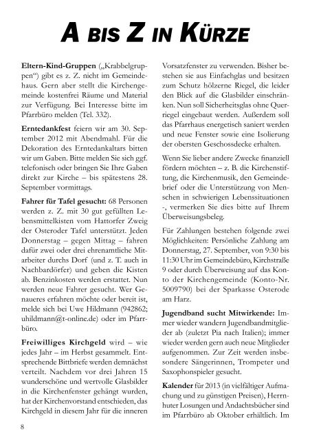 Ev.-luth. St.-Pankratius-Kirchengemeinde Hattorf am Harz - der ...