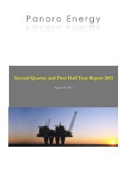 Second Quarter and First Half Year Report 2011 - Panoro Energy