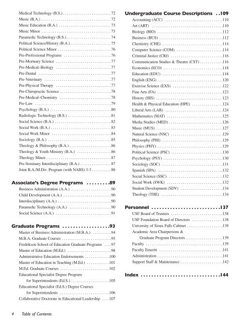 USF TELEPHONE DIRECTORY - University of Sioux Falls