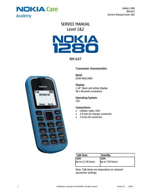 Nokia 1280 RM-647 SM L1L2