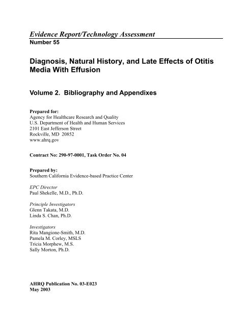 Diagnosis, Natural History, and Late Effects of Otitis Media with