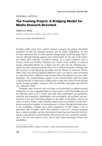 The Framing Project: A Bridging Model for Media Research Revisited