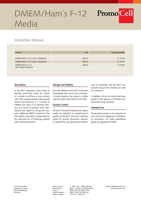 DMEM/Ham´s F-12 Media - PromoCell