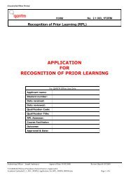 APPLICATION FOR RECOGNITION OF PRIOR LEARNING