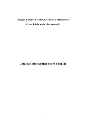 Catálogo Bibliográfico sobre a Família - Gabinete de Estratégia e ...