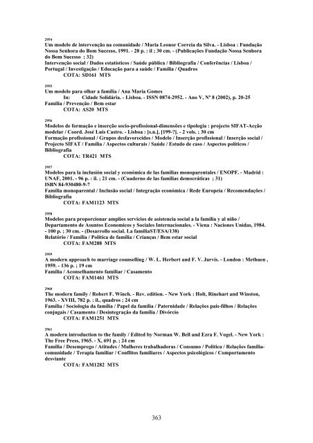 Catálogo Bibliográfico sobre a Família - Gabinete de Estratégia e ...