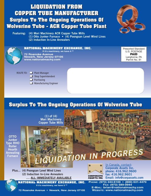 Wolverine Tube - ACR Copper Tube Plant - National Machinery ...