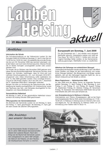 Lauben Heising aktuell, Ausgabe 7 vom 27.03.2009 - Gemeinde ...