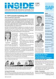 3/2001 25. SAP-Generalversammlung 2001 Bilaterale im Alltag ...