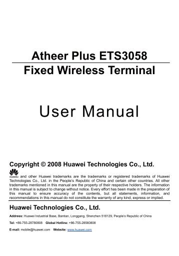 Atheer Plus ETS3058 Fixed Wireless Terminal - Towel ...