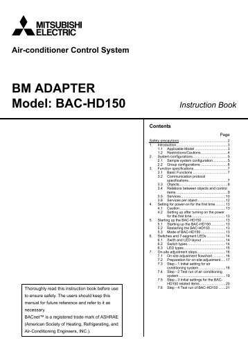 BM ADAPTER Model: BAC-HD150 - Climatizzazione - Mitsubishi ...