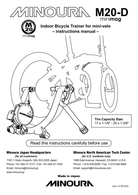 Indoor Bicycle Trainer For Mini Velo Instructions Manual Minoura