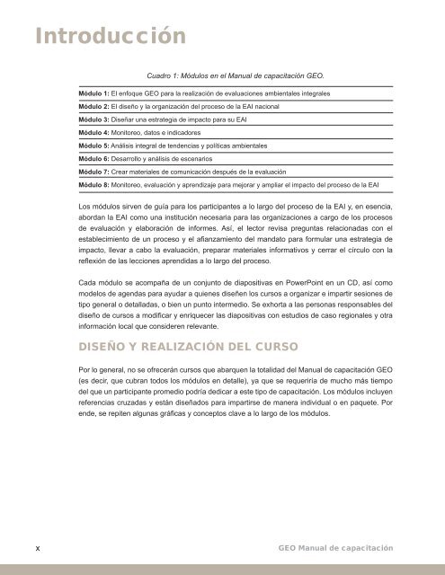 Manual de Capacitación para Evaluaciones Ambientales Integrales y