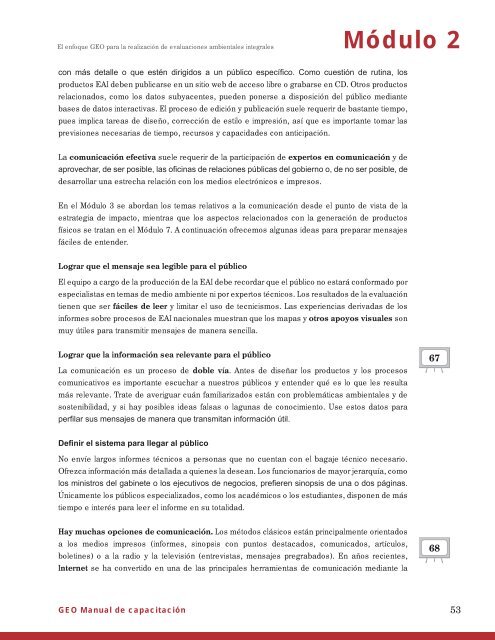 Manual de Capacitación para Evaluaciones Ambientales Integrales y