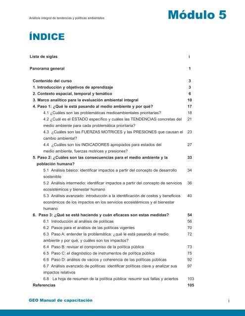 Manual de Capacitación para Evaluaciones Ambientales Integrales y