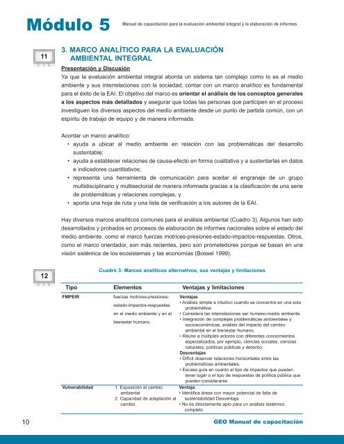 Manual de Capacitación para Evaluaciones Ambientales Integrales y