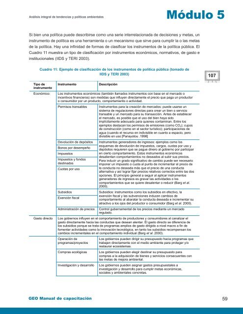 Manual de Capacitación para Evaluaciones Ambientales Integrales y