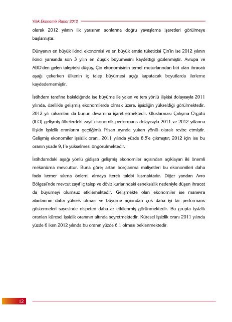 Yıllık Ekonomik Rapor 2012 - Maliye Bakanlığı