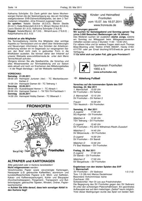 Mitteilungsblatt vom 20.05.2011 - Fronreute