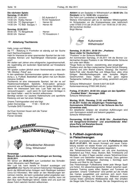 Mitteilungsblatt vom 20.05.2011 - Fronreute