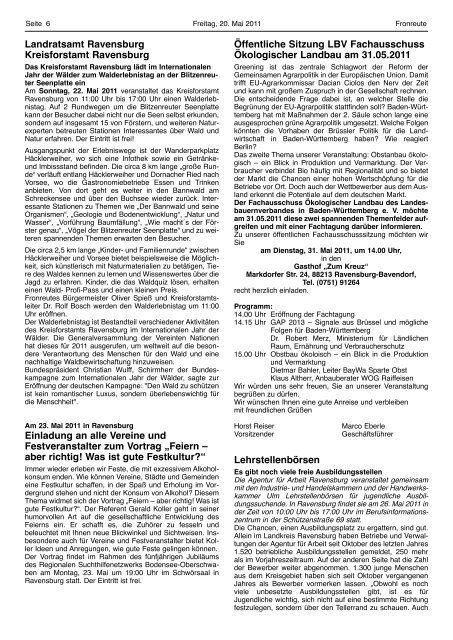 Mitteilungsblatt vom 20.05.2011 - Fronreute