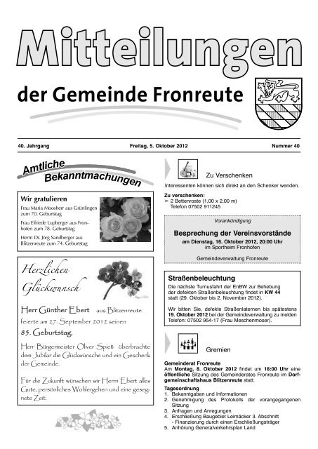 Mitteilungsblatt vom 05.10.2012 - Fronreute