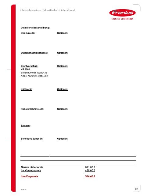 gebrauchte schweisssysteme - Fronius International GmbH