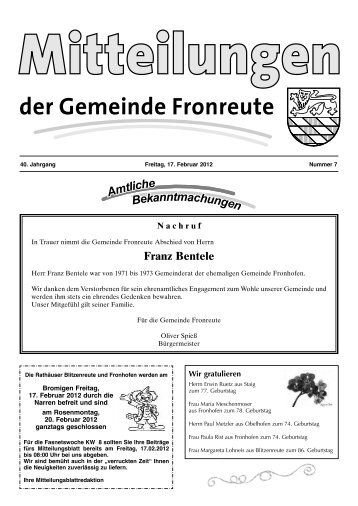 Mitteilungsblatt vom 17.02.2012 - Fronreute