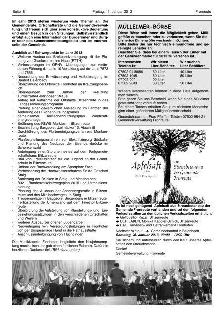 Mitteilungsblatt vom 11.01.2013 - Fronreute