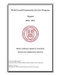 Weill Cornell Community Service Program Report 2010 - 2011