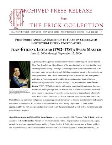 Press Release - The Frick Collection