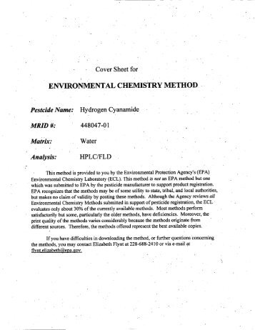 Environmental Chemistry Methods: Hydrogen Cyanamide; 448047-01