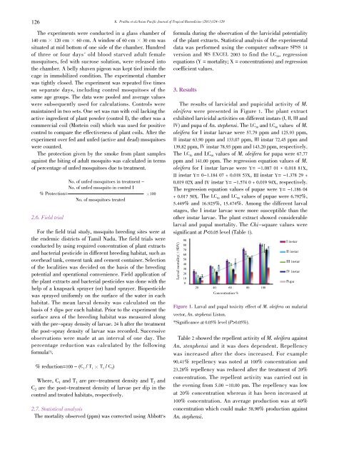 Larvicidal and repellent potential of Moringa oleifera ... - Apjtb.com