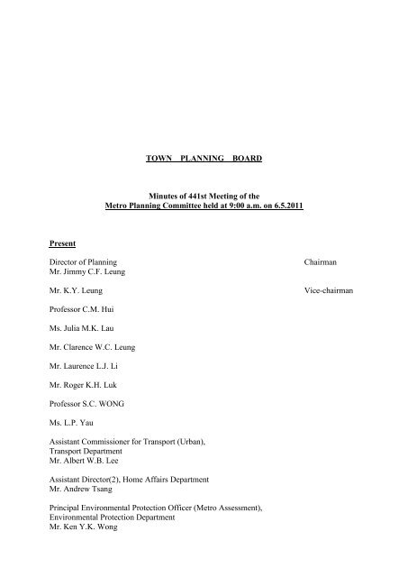 TOWN PLANNING BOARD Minutes of 441st Meeting of the Metro ...