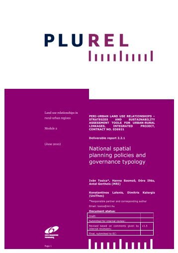 National spatial planning policies and governance typology - Plurel