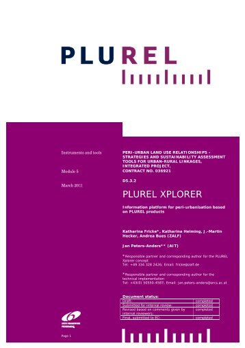 PLUREL XPLORER - Information platform for peri-urbanisation based
