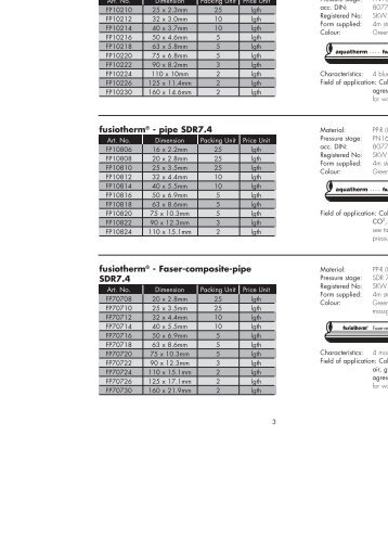 fusiotherm® - pipe SDR11 fusiotherm® - pipe SDR7.4 ... - Aquatherm