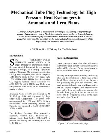 Mechanical Tube Plug Technology for High Pressure Heat ...