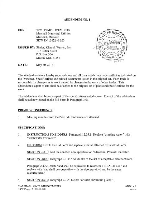 Ib Addendum Addendum No. 1 (New Bid Form) - Jcindustries.net